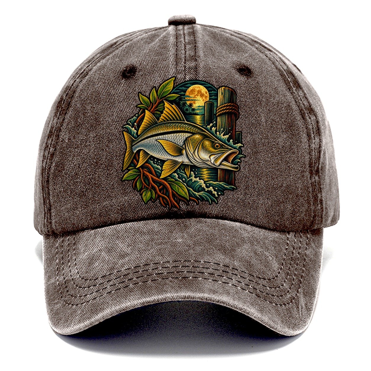 Snook Night Hunter Fishing Club Classic Cap – Brown