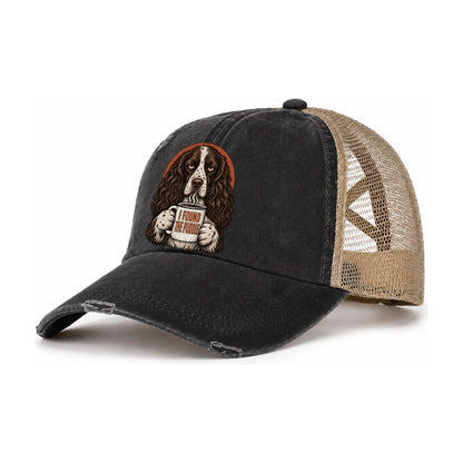 English Springer Spaniel Mug Truths Dog Mug Truths Women's Ponytail Trucker Hat – Washed Black Khaki