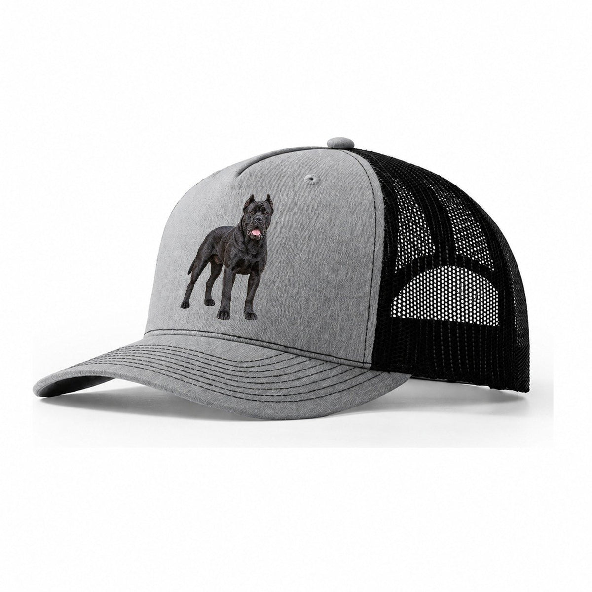 Cane Corso Standing Top Breeds Trucker Hat – Sport Grey Black