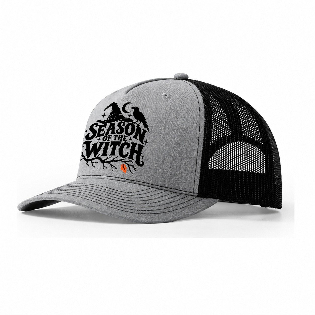 Season Of The Witch Slogan Witch Magic Trucker Hat – Sport Grey Black