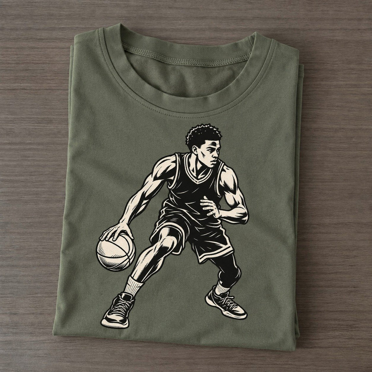Basketball Low Crossover Global Sports Ink Figures Classic T-shirt – Army Green