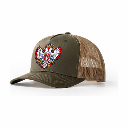 Serbia Minimal Emblem Country Logos Trucker Hat – Olive Khaki