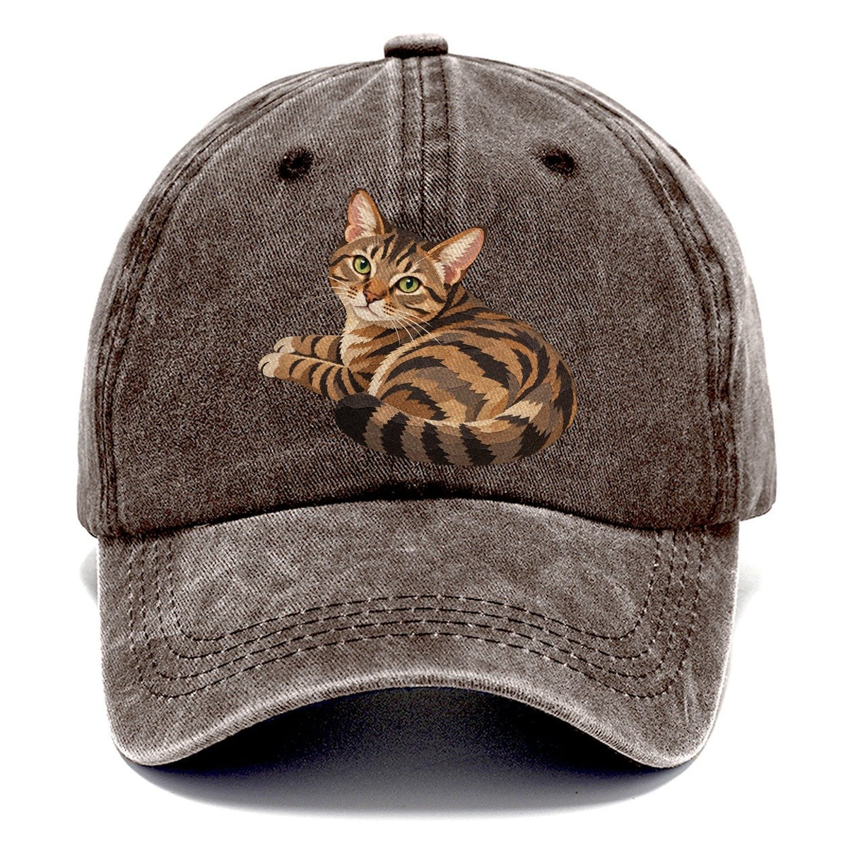 Curled Tabby Cat Classic Cap – Brown