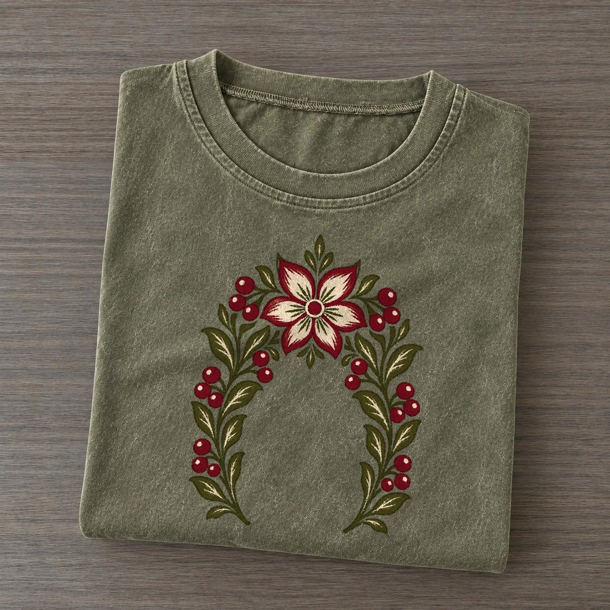 Berry Threshold Quiet Wards Heritage Vintage T-shirt – Army Green