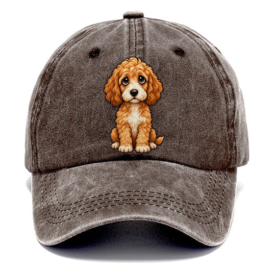Goldendoodle Sitting Sweetheart Classic Cap – Brown
