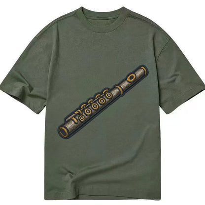 Flute Silver Flute With Keys And Embouchure Hole Classic T-shirt – Army Green