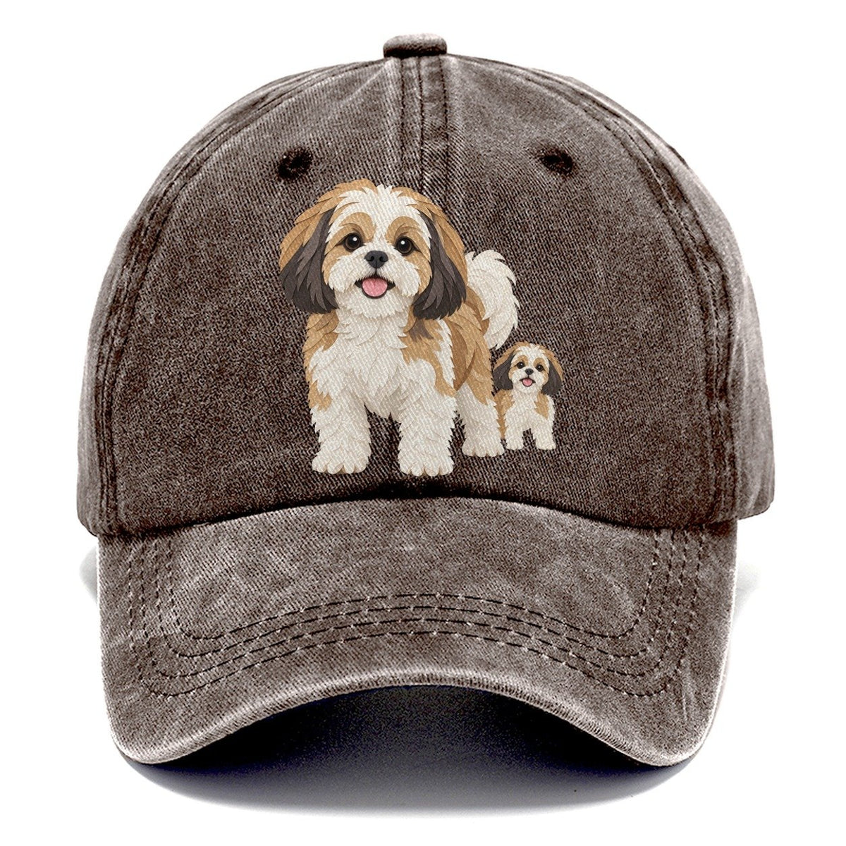 Cut-Paper Collage Shih Tzu Standing Top Breeds Classic Cap – Brown