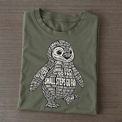 Penguin Waddle Phrase Silhouette Classic T-shirt – Army Green
