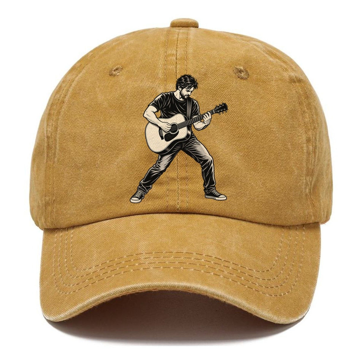 Acoustic Guitar Standing Strum Global Music Ink Figures Classic Cap – Golden Harvest