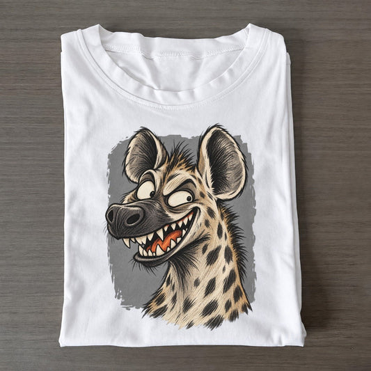 Hyena Expressive Portrait Wild Grin Gallery Classic T-shirt – White