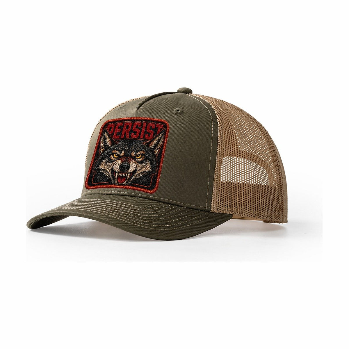 Coyote Persist Badge Trucker Hat – Olive Khaki
