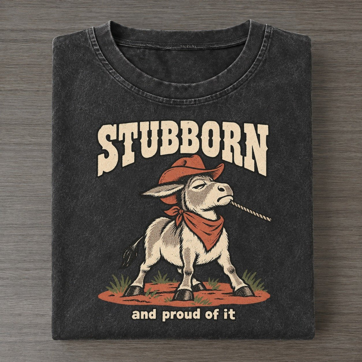 Stubborn Cowboy Critters Vintage T-shirt – Black