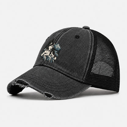 Husky Mountain Lake Washed Trucker Hat – Black
