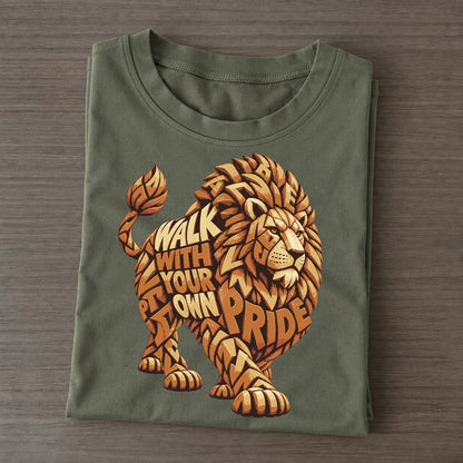 Lion Horizon Walk Letter Sculpture Classic T-shirt – Army Green