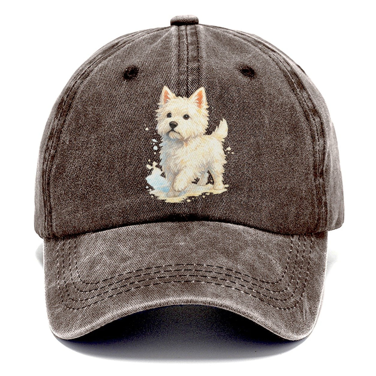 Westie Watercolor Portrait Classic Cap – Brown