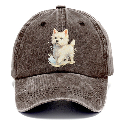 Westie Watercolor Portrait Classic Cap – Brown
