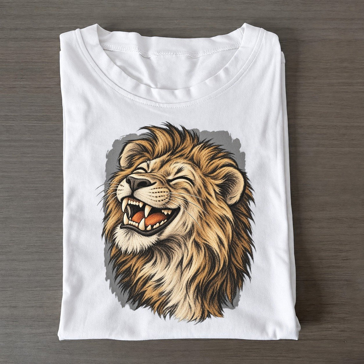 Lion Expressive Portrait Wild Grin Gallery Classic T-shirt – White