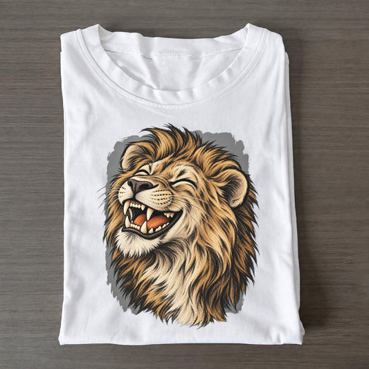 Lion Expressive Portrait Wild Grin Gallery Classic T-shirt – White