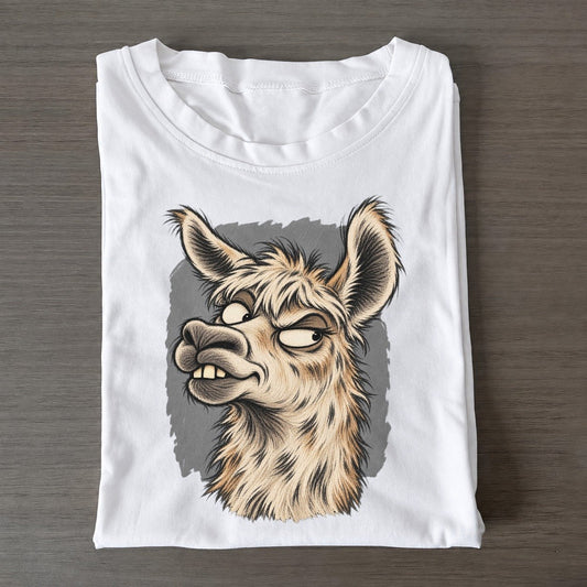 Llama Expressive Portrait Wild Grin Gallery Classic T-shirt – White