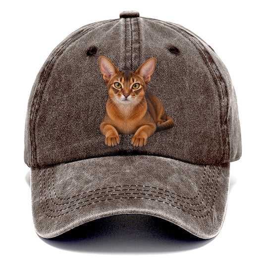 Abyssinian Reclining Paws Forward Realistic Cat Portrait Classic Cap – Brown