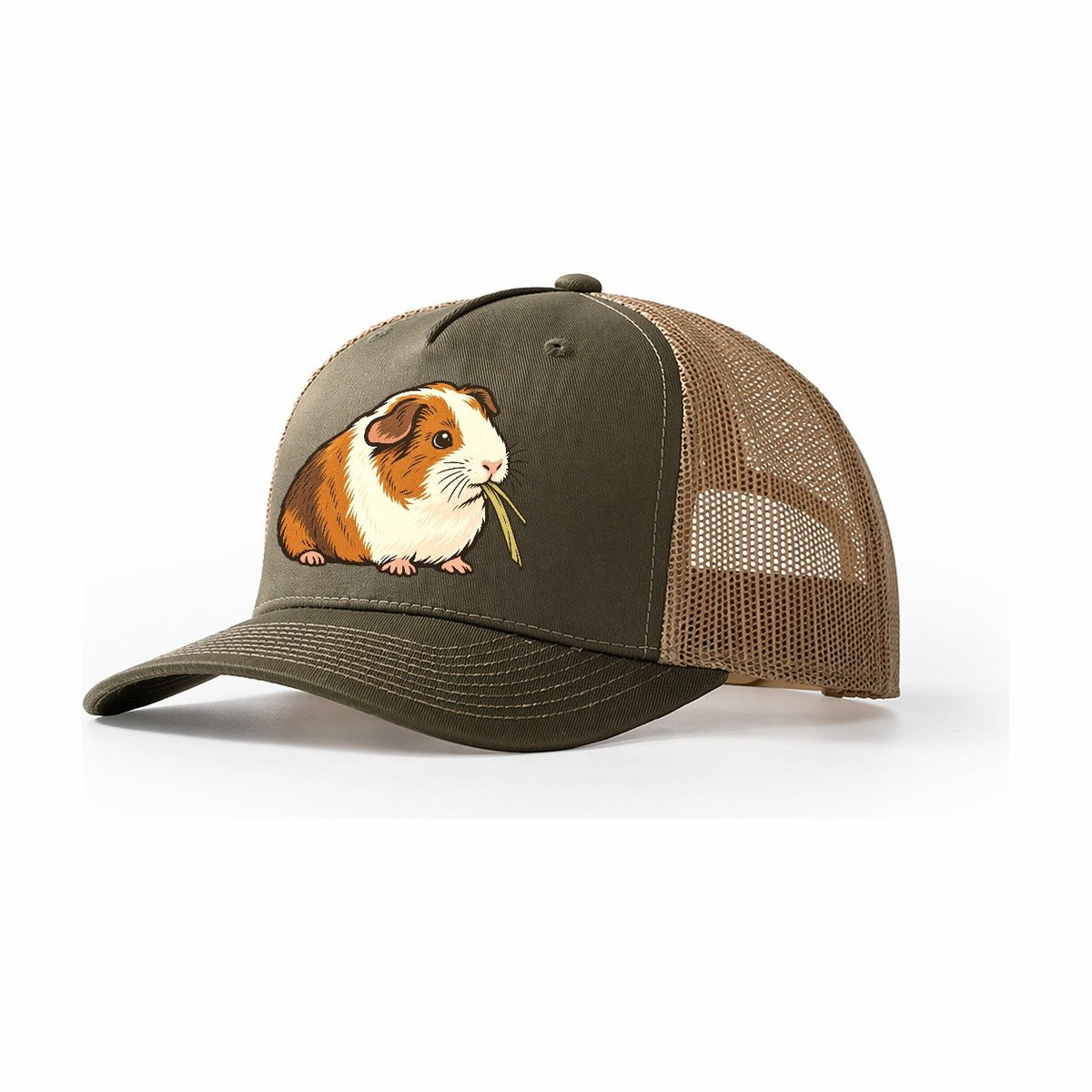 Guinea Pig Hay Bite Small Pet Logos Trucker Hat – Olive Khaki