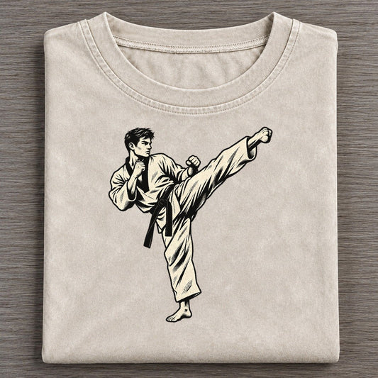 Taekwondo Roundhouse Kick Global Sports Ink Figures Vintage T-shirt – Off White