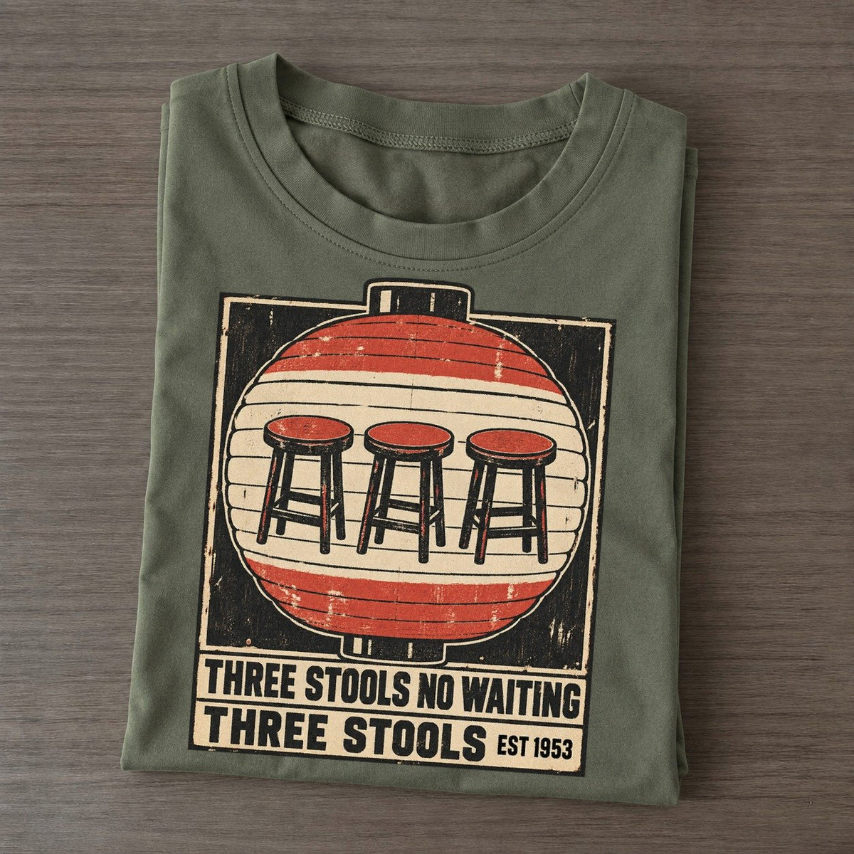 Three Stools Izakaya Rules Classic T-shirt – Army Green