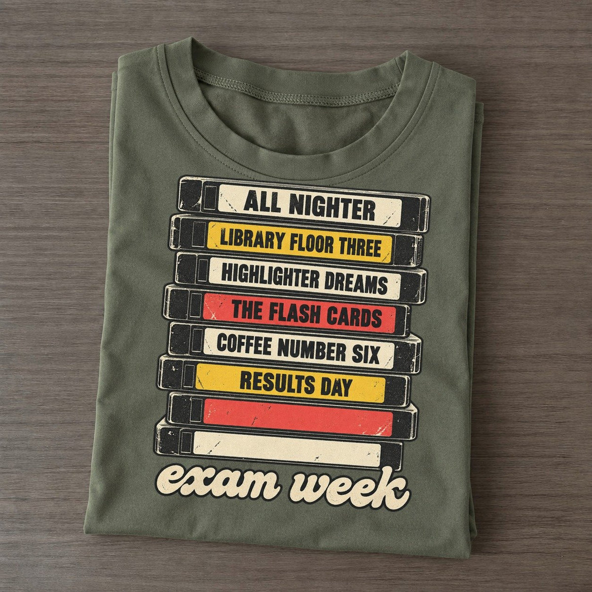 Exam Week Rewind Shelf Classic T-shirt – Army Green