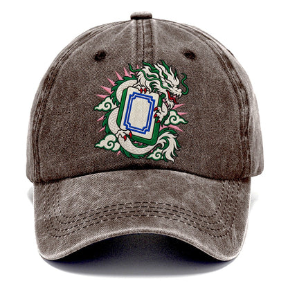 White Dragon Mahjong Game Night Classic Cap – Brown