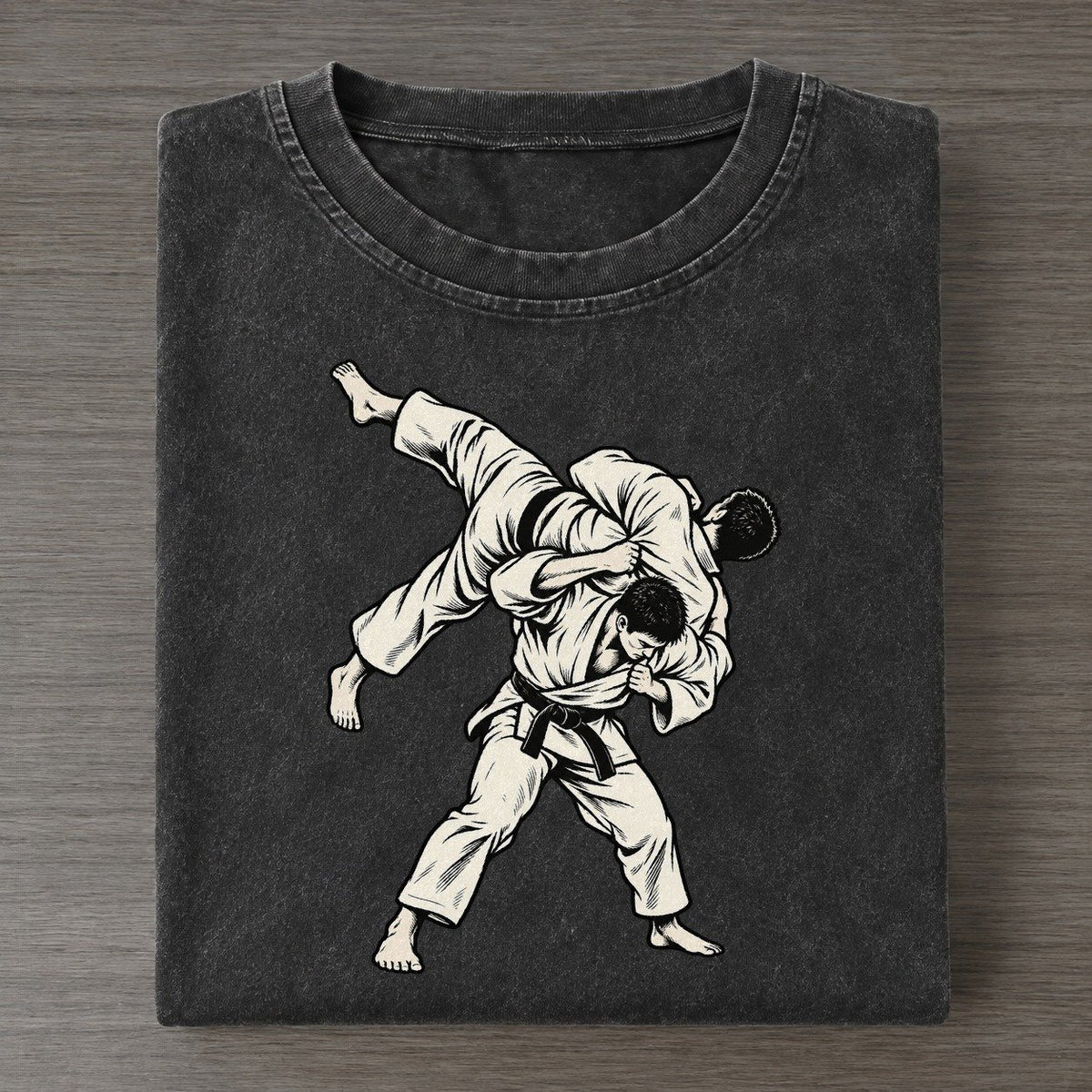 Judo Shoulder Throw Global Sports Ink Figures Vintage T-shirt – Black