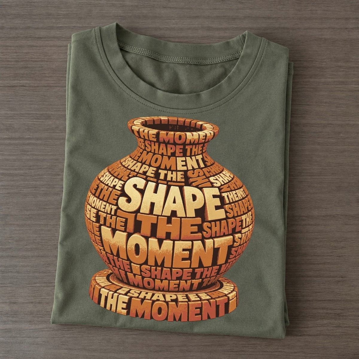 Clay Vase On Wheel Letter Sculpture Classic T-shirt – Army Green