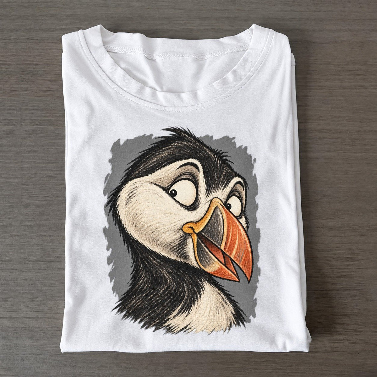 Puffin Expressive Portrait Wild Grin Gallery Classic T-shirt – White