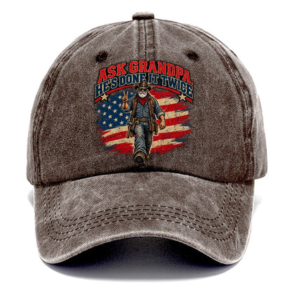 Ask Grandpa He S Done It Twice Old Man Strong Classic Cap – Brown