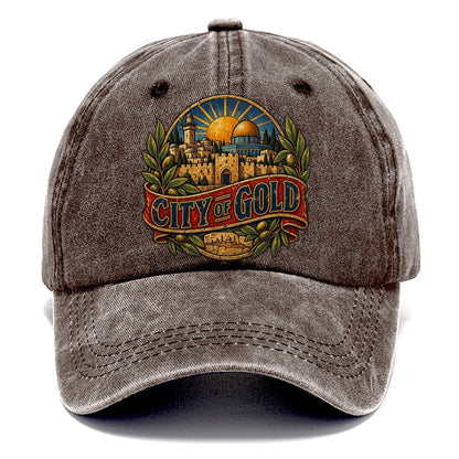 City Of Gold Lettering Jerusalem Classic Cap – Brown