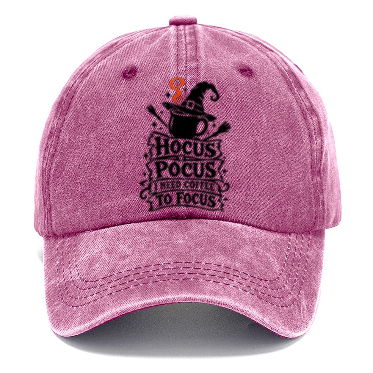 Hocus Pocus I Need Coffee To Focus Slogan Witch Magic Classic Cap – Dusty Rose
