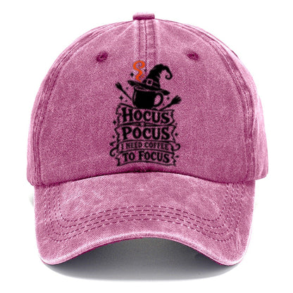 Hocus Pocus I Need Coffee To Focus Slogan Witch Magic Classic Cap – Dusty Rose