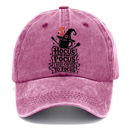 Hocus Pocus I Need Coffee To Focus Slogan Witch Magic Classic Cap – Dusty Rose