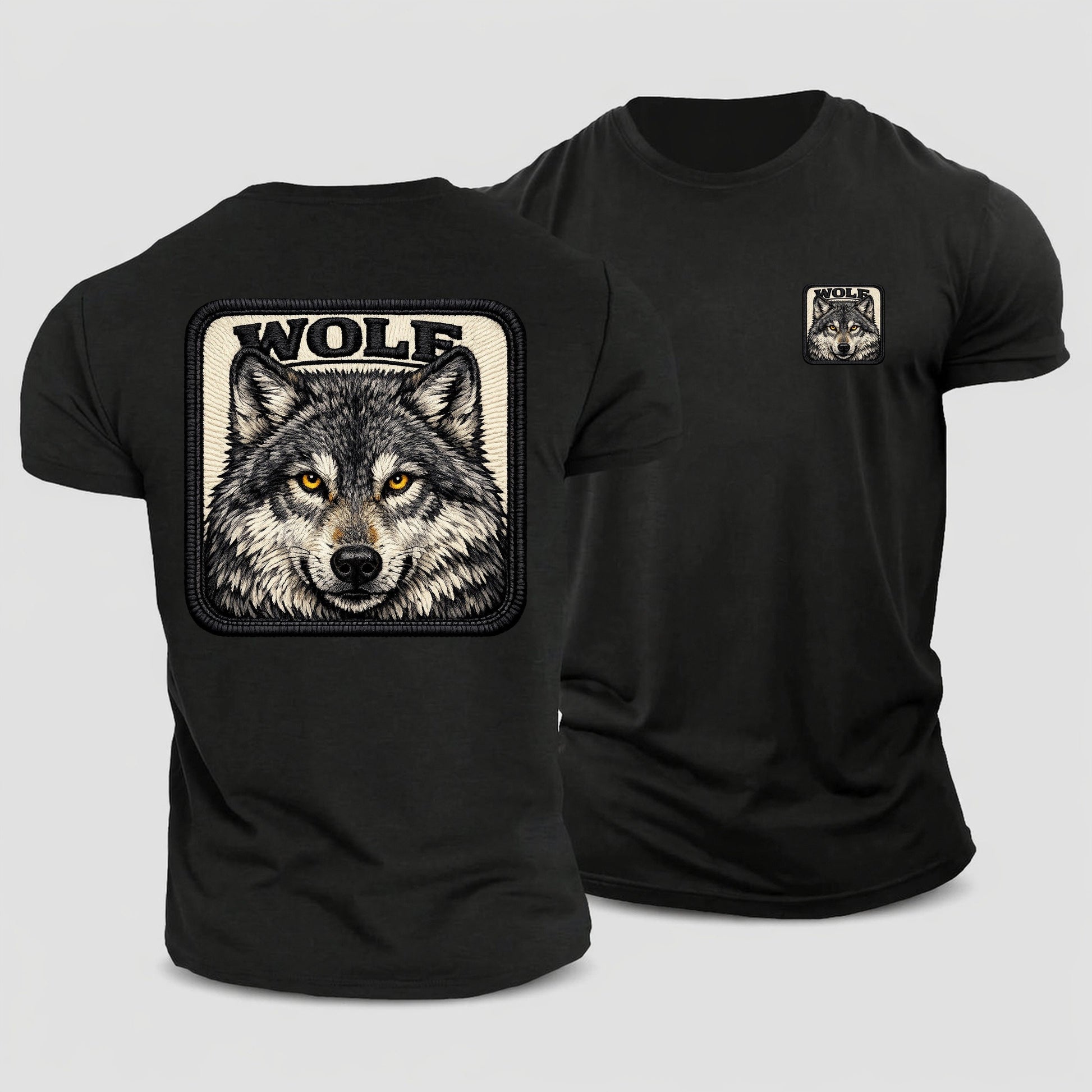 Wolf Cotton T-Shirt – Black