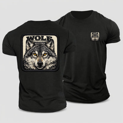 Wolf Cotton T-Shirt – Black
