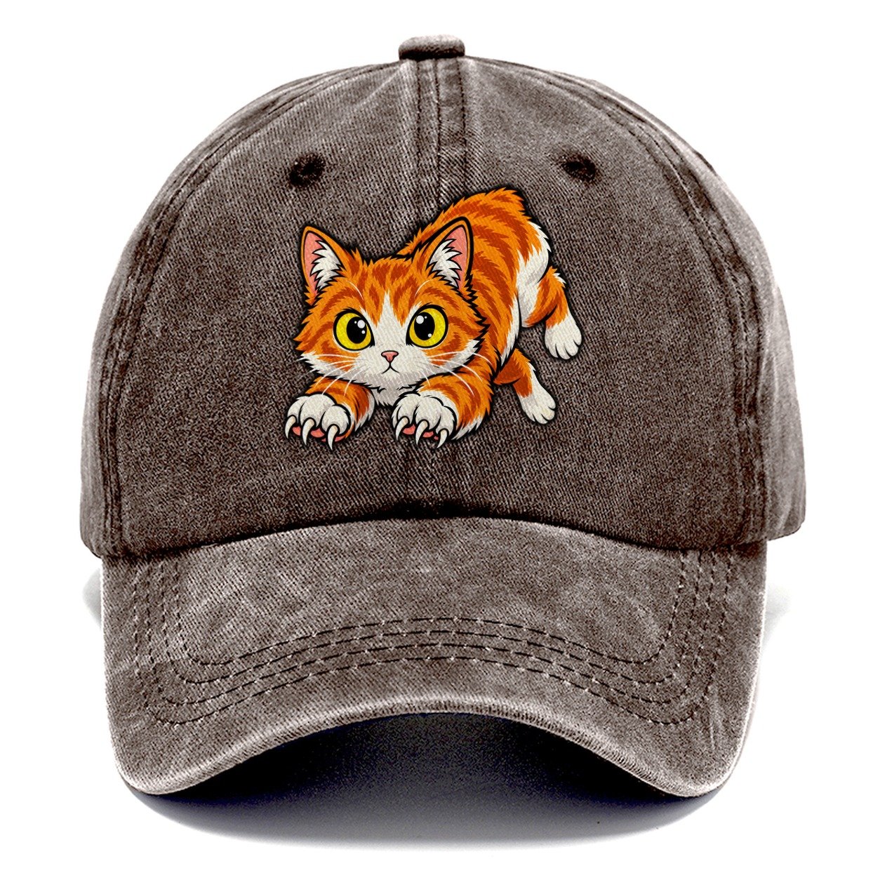 Manx Hopping Peeking Cats Classic Cap – Brown