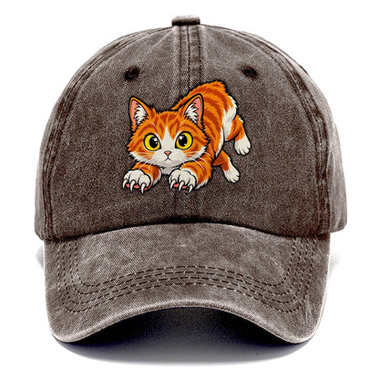 Manx Hopping Peeking Cats Classic Cap – Brown