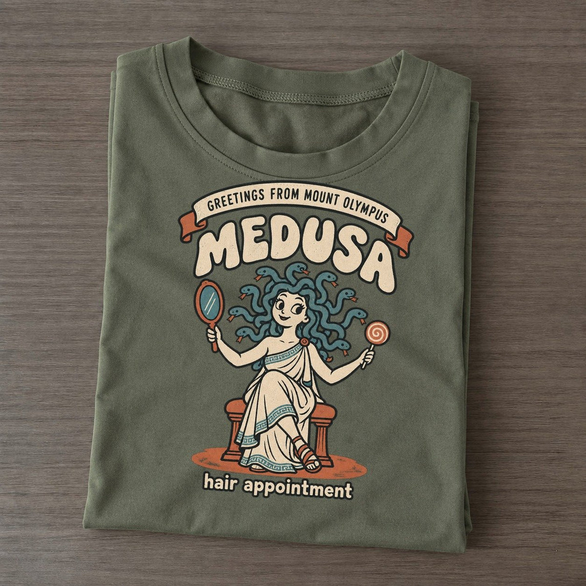 Medusa Olympus Gift Shop Classic T-shirt – Army Green