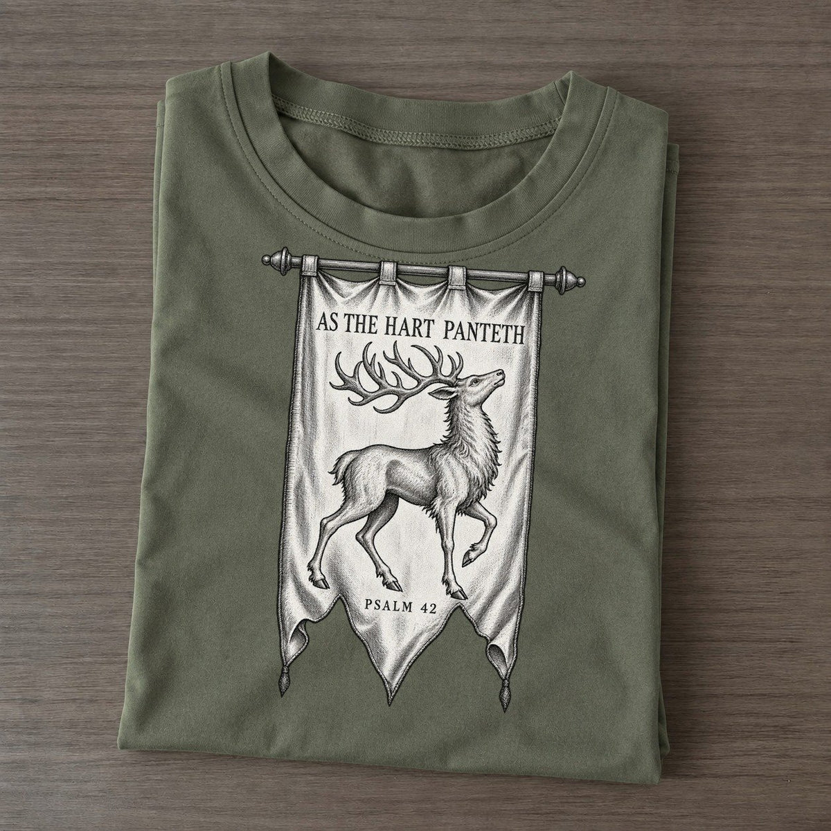 As The Hart Panteth Beast And Banner Classic T-shirt – Army Green