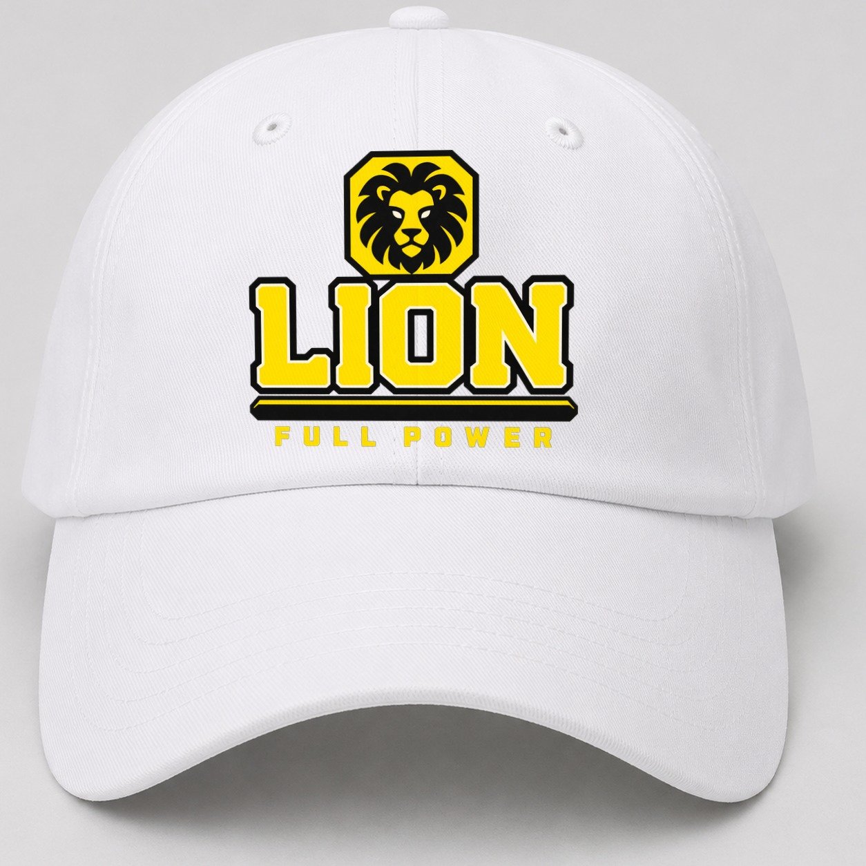 Lion Full Power Heavy Duty Baseball Cap – White