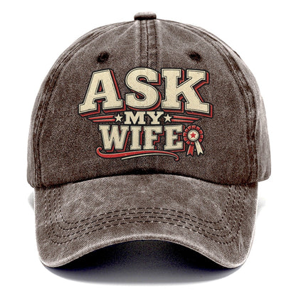 Ask My Wife American Wit Classic Cap – Brown