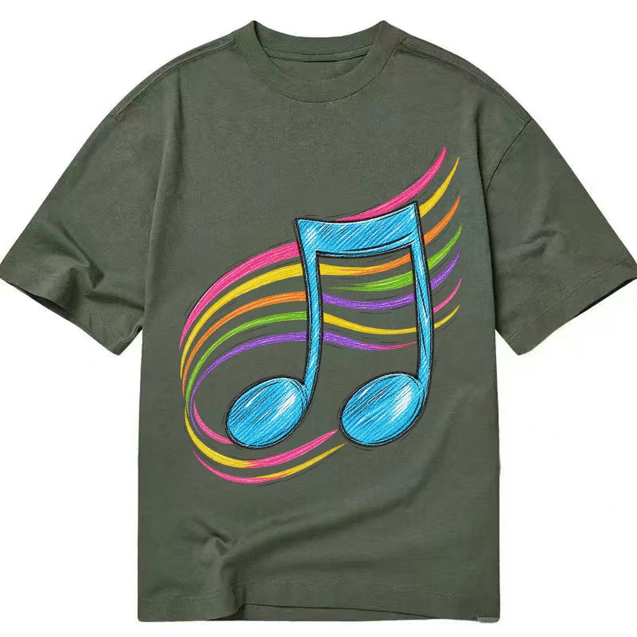 Musical Notes Headwear Classic T-shirt – Army Green