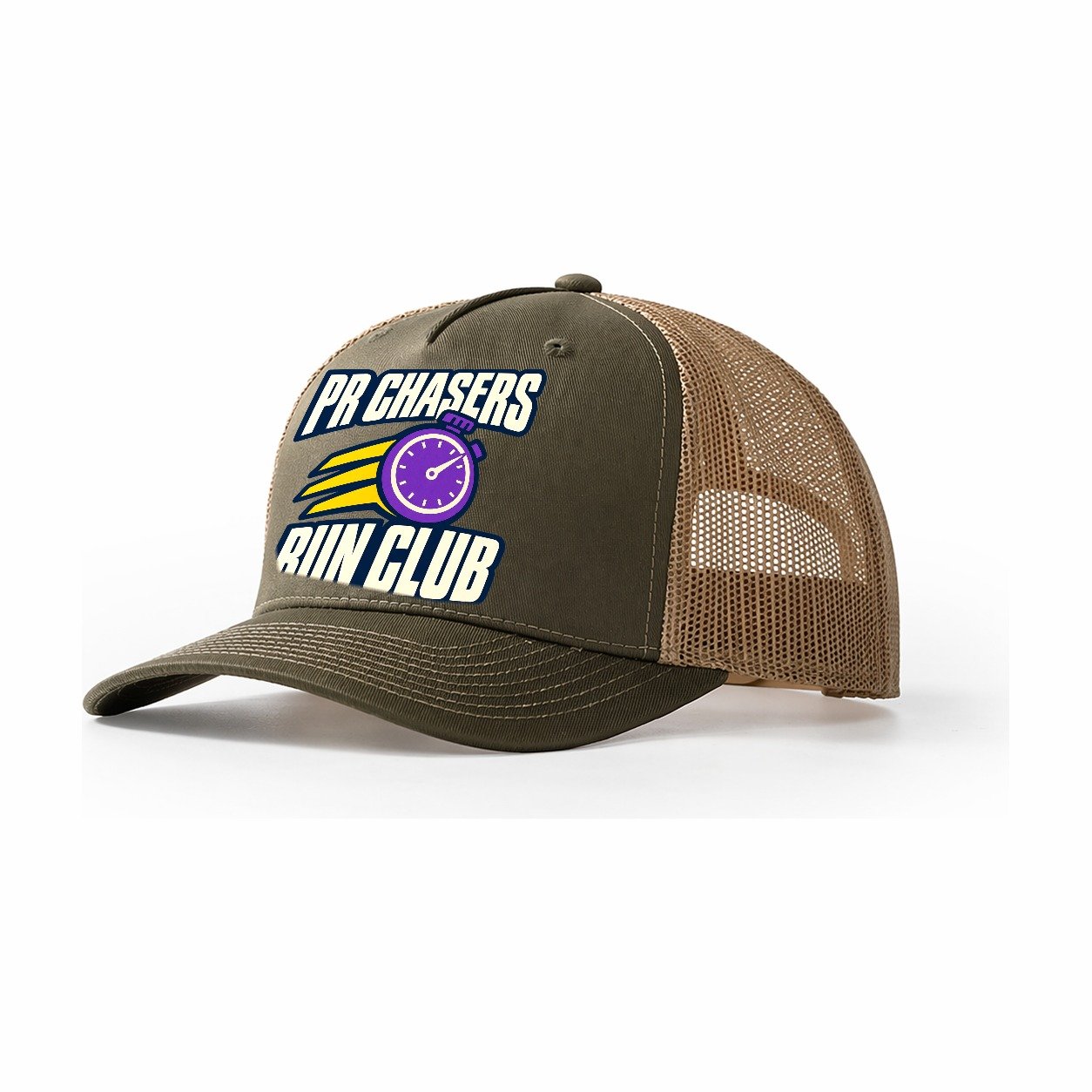 Pr Chasers Run Club 90S Running Clubs Trucker Hat – Olive Khaki