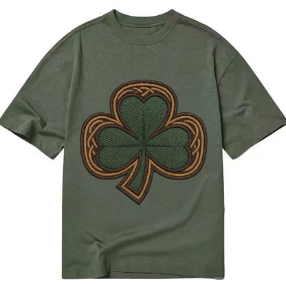 Shamrock Three Leaf Clover With Celtic Border Design Classic T-shirt – Army Green