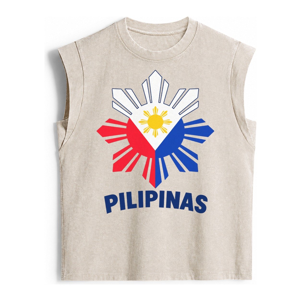 Philippines Sun Stars Vintage Washed Tank – Beige