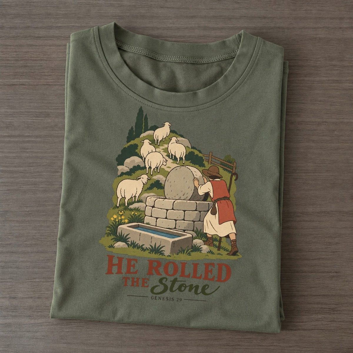 He Rolled The Stone The Counting Gate Classic T-shirt – Army Green